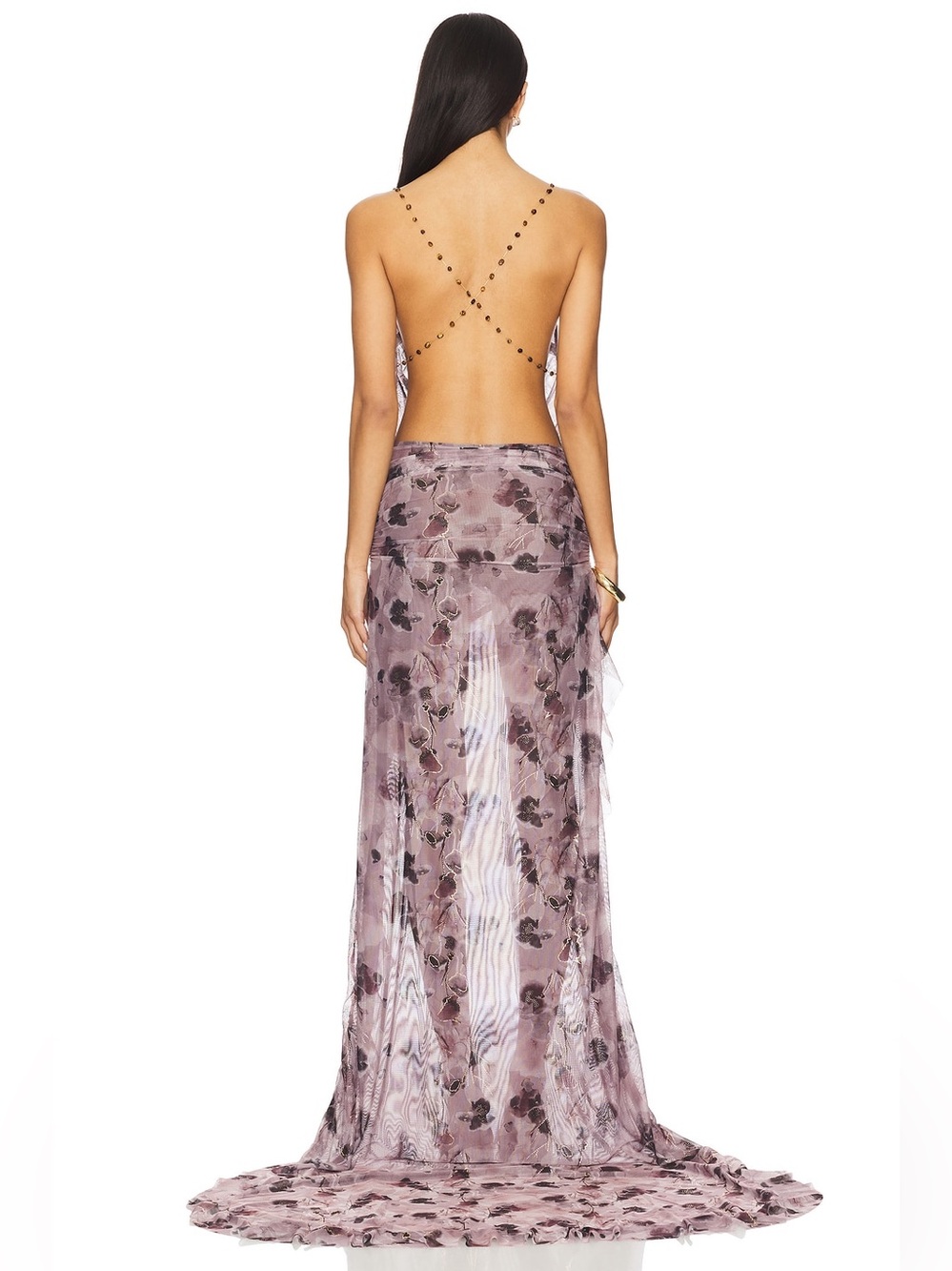 Jaded London Asteria Floral Beaded Backless High-Low Maxi Dress - Picture 3 of 3